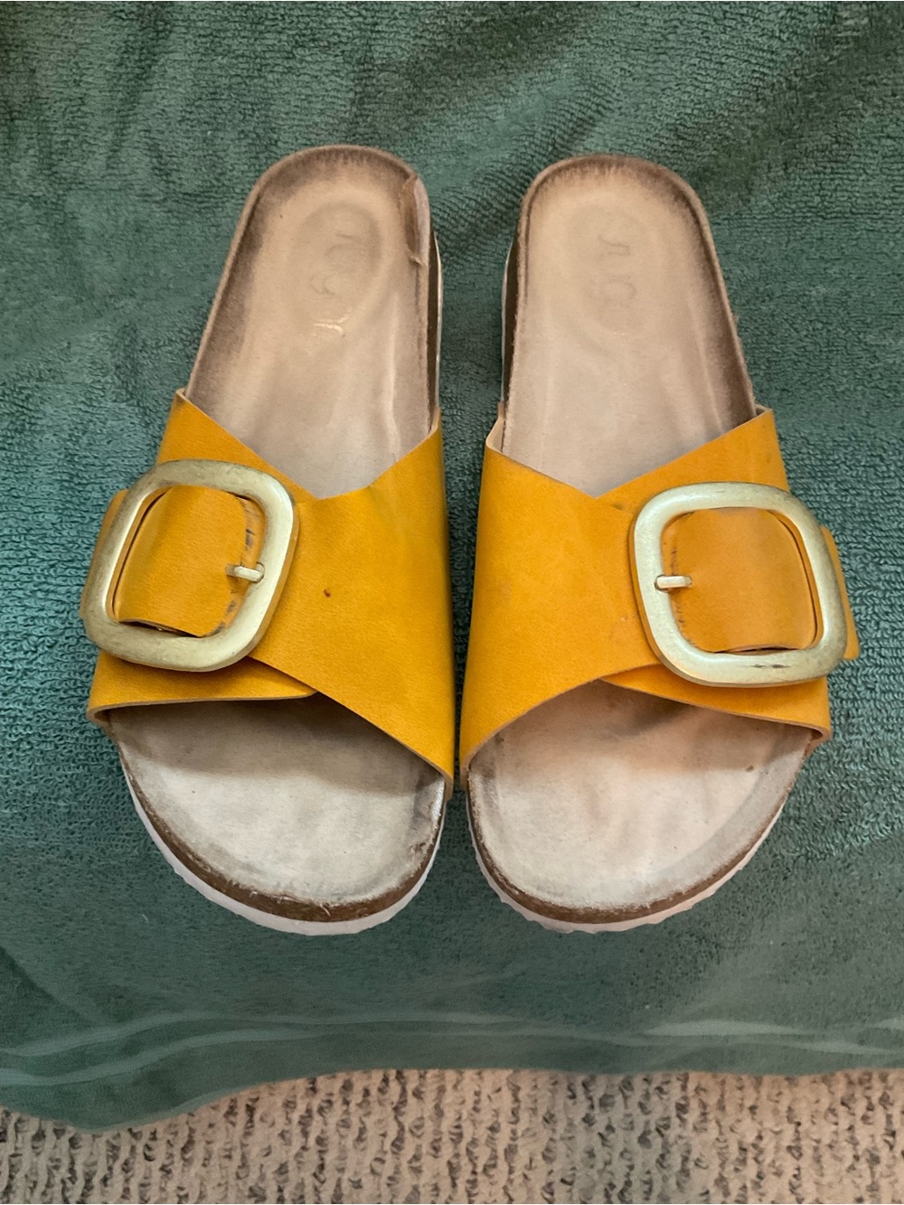 Sugar Yellow Buckle Slide Sandals - Women